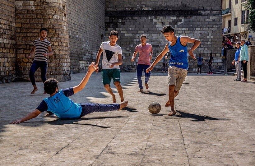A big kick makes the ball go faster.
