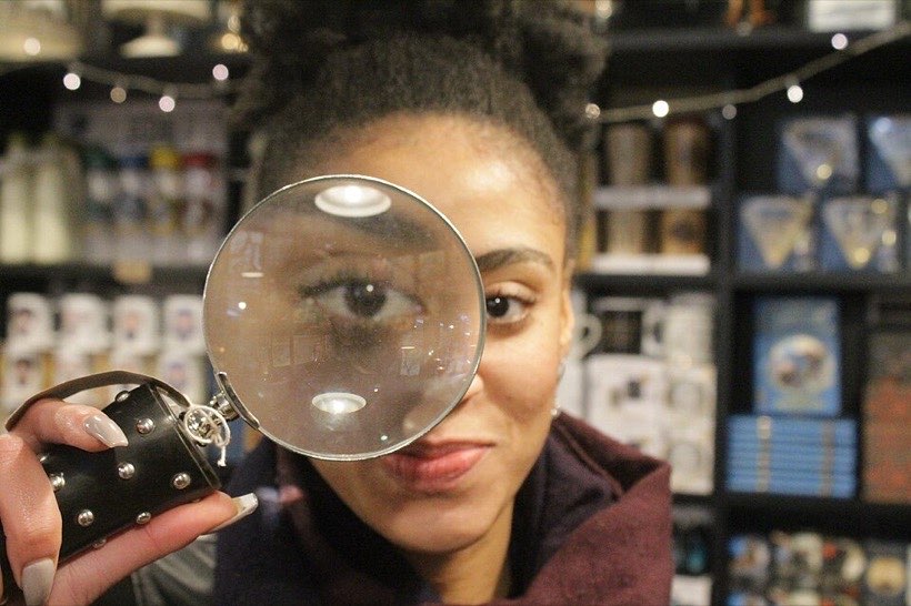 A magnifying glass helps you look closely.