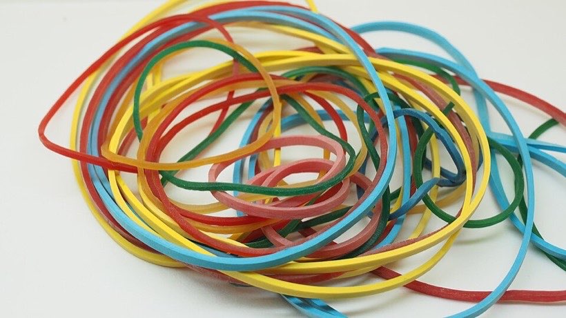 Rubber bands stretch and then spring back.