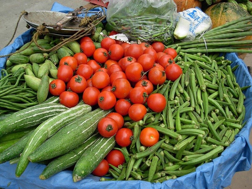 Vegetables at a bazaar are sold by weight.