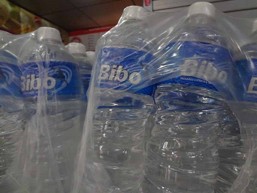 Bottles of drinking water.