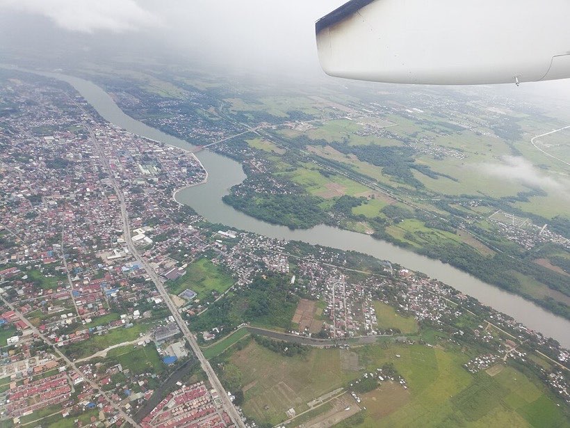Seen from above, roads and rivers look like lines.