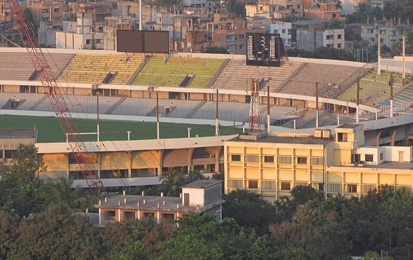 A stadium can hold thousands of people.