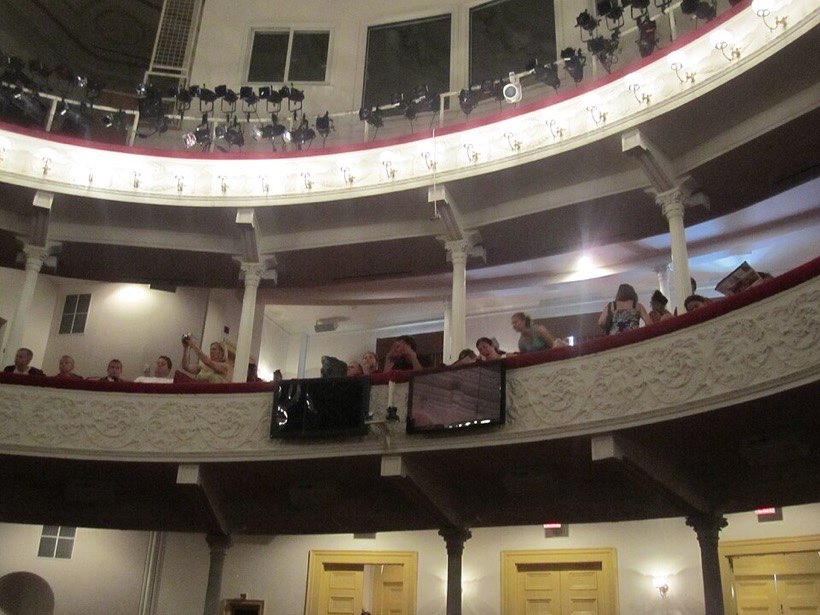 Rows of seats in a theatre.