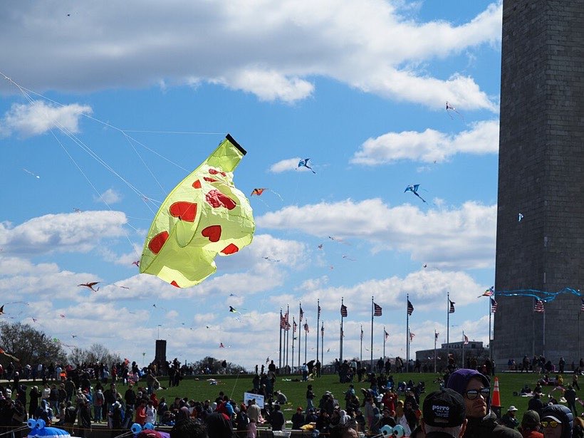 Kites flying in the sky.