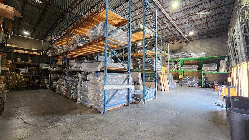Boxes stacked in a warehouse.