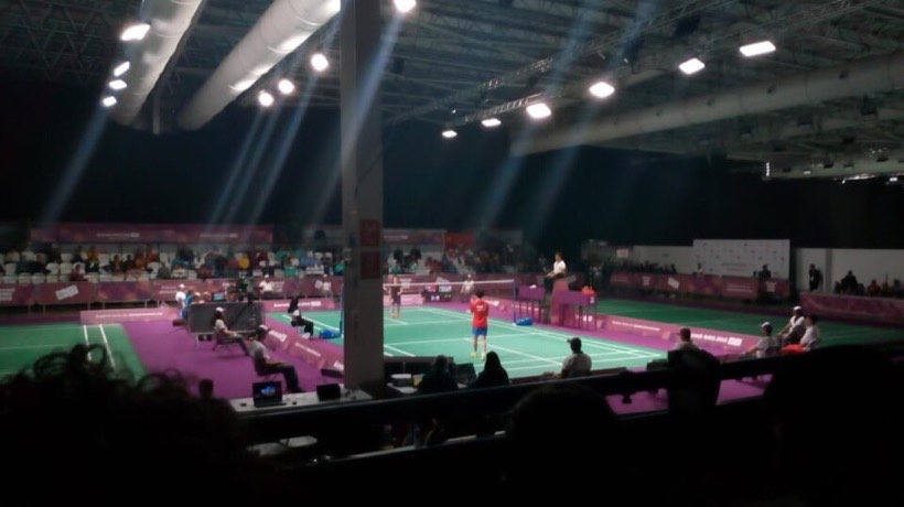 Badminton players hit the shuttle at different angles.