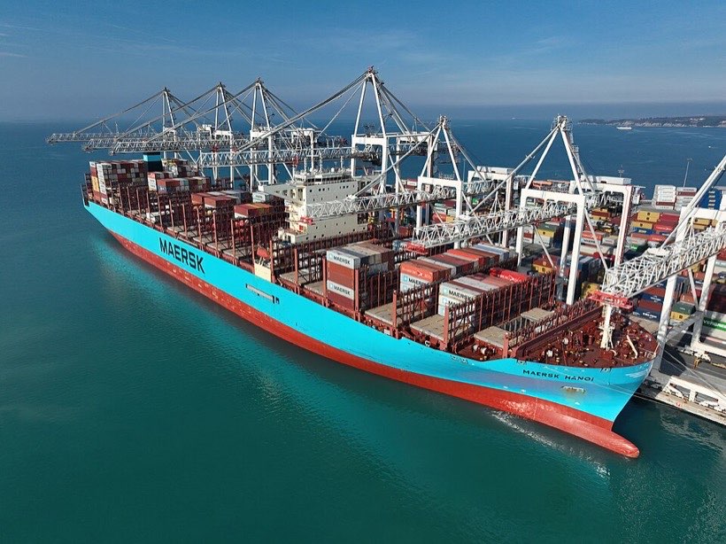 Ships carry exports from Chattogram port.